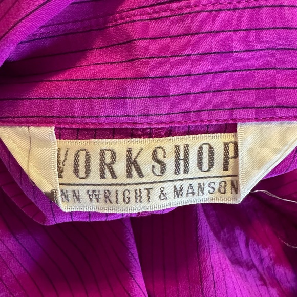 Vtg Fenn Wright & Mason Fuchsia Pink Silk Striped Button Up Blouse Sz 4 Barbie - Picture 8 of 9